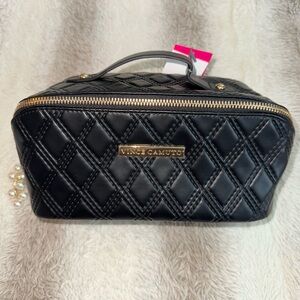 Vince Camuto Black Quilted Cosmetic Bag